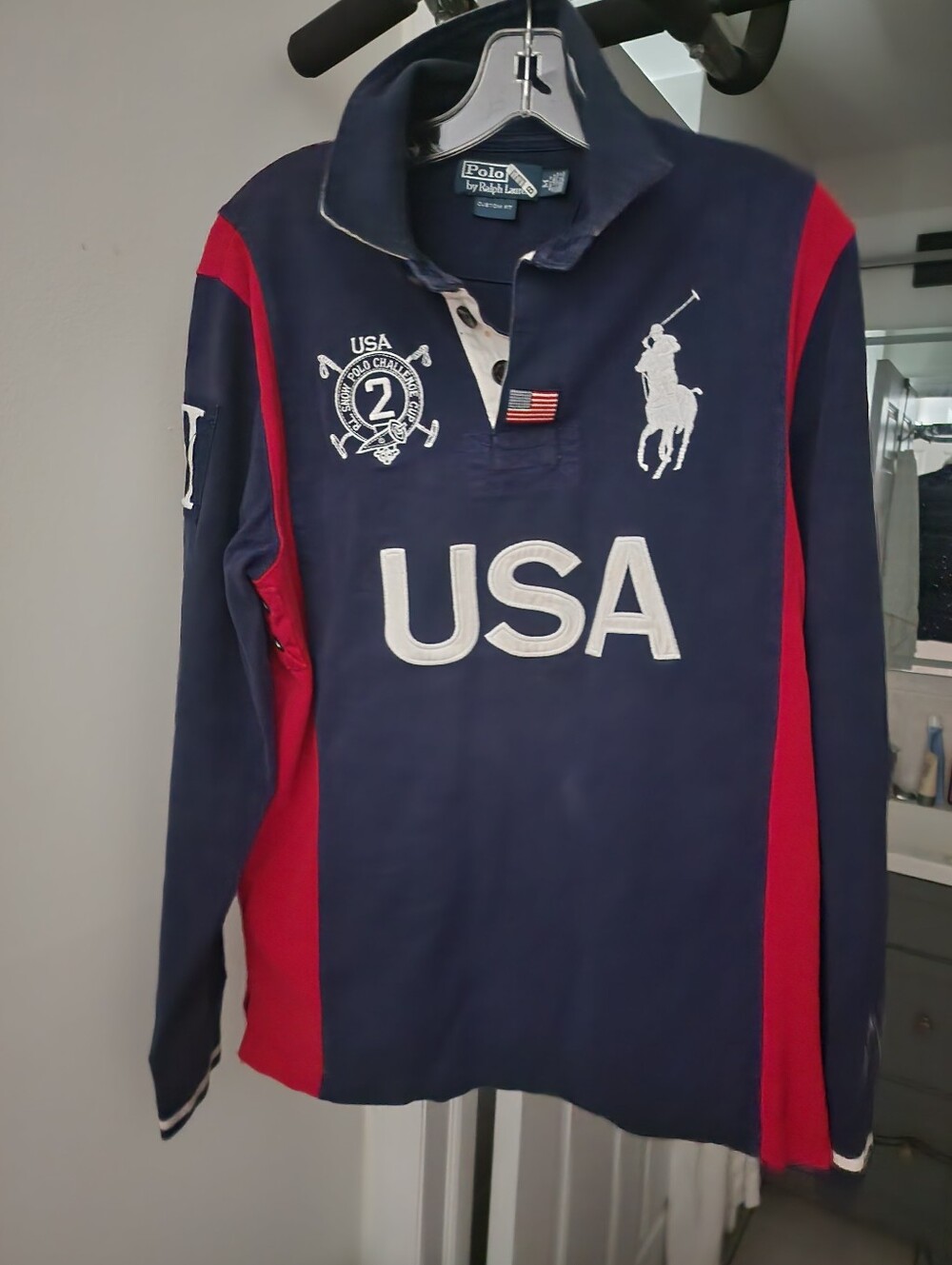 Polo by Ralph Lauren Navy, Red & White USA Rugby Shirt